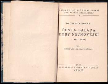 Viktor Novák: Česká balada doby nejnovější (1894-1928)