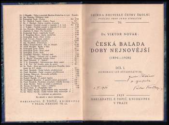 Viktor Novák: Česká balada doby nejnovější (1894-1928)