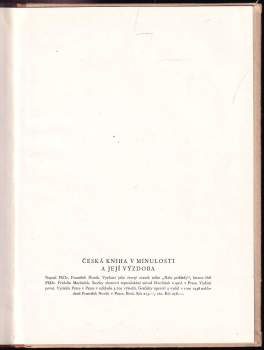 František Horák: Česká kniha v minulosti a její výzdoba