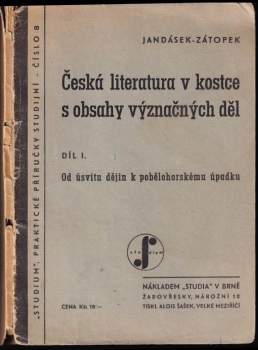 Česká literatura v kostce s obsahy význačných děl