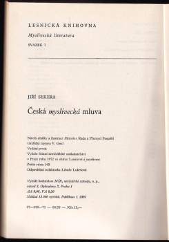 Jiří Sekera: Česká myslivecká mluva