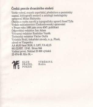 František Hrubín: Česká poezie dvacátého století