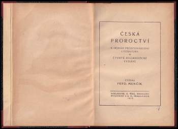 Ferdinand Menčík: Česká proroctví