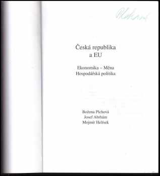 Božena Plchová: Česká republika a EU PODPIS Božena Plchová