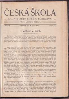 kolektiv: Česká škola: příloha "českého učitele" Ročník III., Číslo 1-26