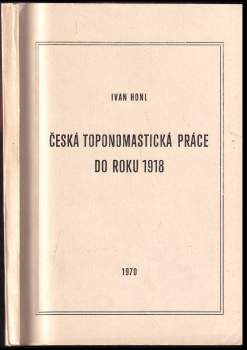 Česká toponomastická práce do roku 1918
