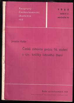 Česká zábavná próza 16. století a tzv. knížky lidového čtení