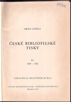 Arno Sáňka: České bibliofilské tisky