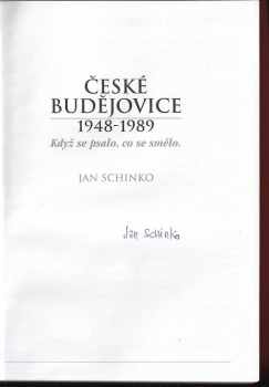 Jan Schinko: České Budějovice 1948-1989