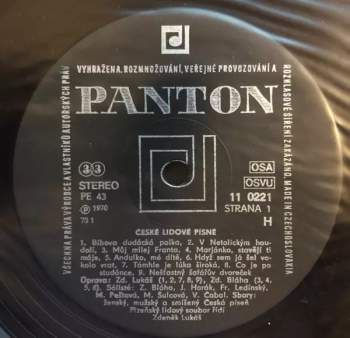 Plzeňský Lidový Soubor: České Lidové Písně = Czech Folk Songs (74/1)