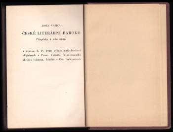 Josef Vašica: České literární baroko