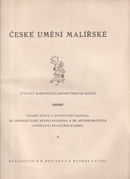 Antonín Matějček: České umění malířské