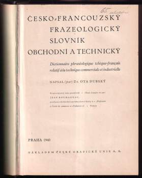 Ota Dubský: Česko-francouzský frazeologický slovník obchodní a technický