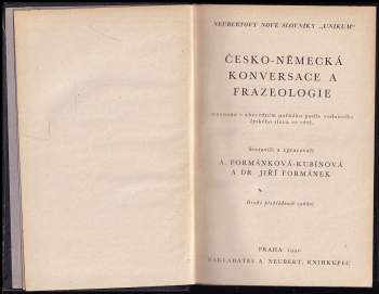 Anna Formánková-Kubínová: Česko-německá konversace a frazeologie