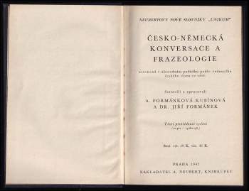 Jiří Formánek: Česko-německá konversace a frazeologie, srovnaná v abecedním pořádku podle vedoucího českého slova ve větě
