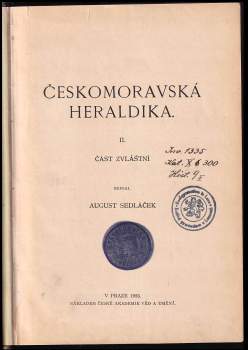 August Sedláček: Českomoravská heraldika