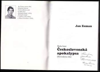 Jan Zeman: Československá apokalypsa - PODPIS JAN ZEMAN