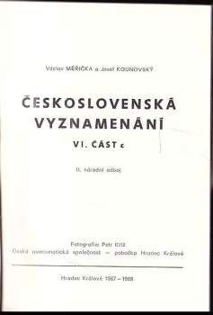Josef Kounovský: Československá vyznamenání