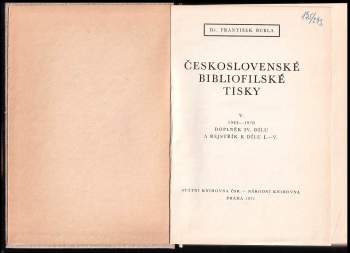 František Bubla: Československé bibliofilské tisky 1945 - 1970, V. díl