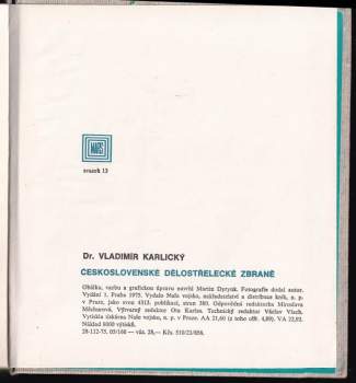 Vladimír Karlický: Československé dělostřelecké zbraně