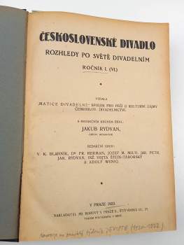 Jakub Rydvan: Československé divadlo - KOMPLETNÍ ROČNÍK I. - III.