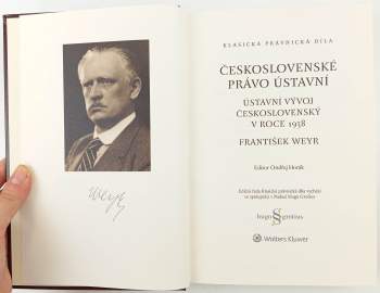František Weyr: Československé právo ústavní ; Ústavní vývoj československý v roce 1938