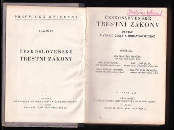 Československé trestní zákony platné v zemích České a Moravskoslezské