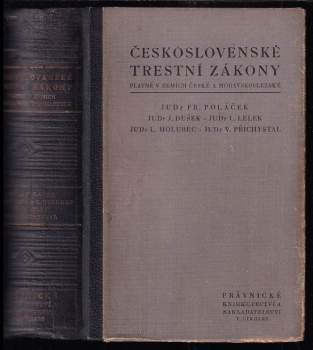 Československé trestní zákony platné v zemích České a Moravskoslezské