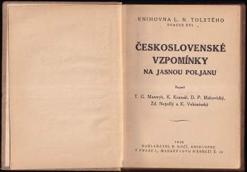 Tomáš Garrigue Masaryk: Československé vzpomínky na Jasnou Poljanu