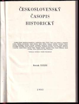 Jurij Křížek: Československý časopis historický, KOMPLETNÍ ROČNÍK 33., ČÍSLA 1-6