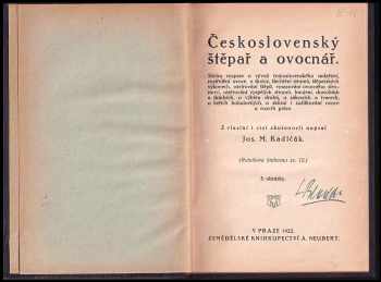 Josef Mnohoslav Kadlčák: Československý štěpař a ovocnář