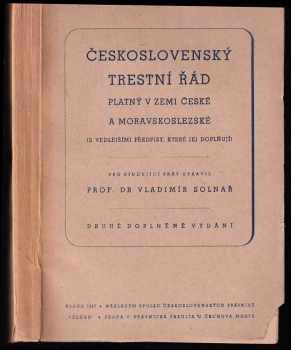 Československý trestní řád platný v zemi české a moravskoslezské