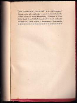František Bednář: Českoslovenští evangelíci T.G. Masarykovi