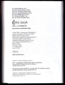 Zdeněk Hlavsa: Český jazyk pro I.-IV. ročník středních škol