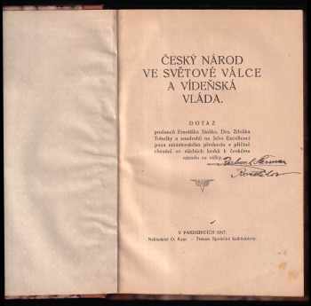 Český národ ve válce a vídeňská vláda