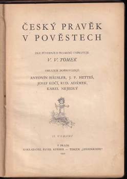 Vratislav Václav Tomek: Český pravěk v pověstech