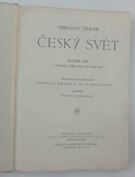 František Sekanina: Český svět, NEKOMPLETNÍ ROČNÍK XVI, číslo 1. - 26. (16. září 1920 - 17. března 1921)
