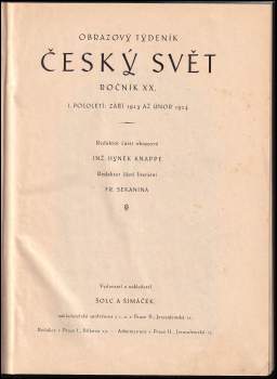 Hynek Knappe: Český svět, ROČNÍK XX., I. pololetí: září 1923 až únor 1924