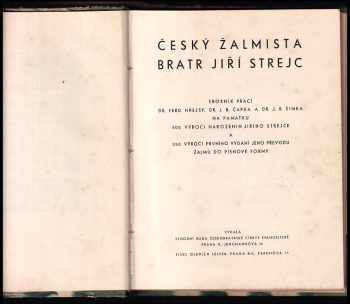 Jan Blahoslav Čapek: Český žalmista bratr Jiří Strejc