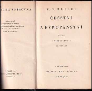 F. V Krejčí: Češství a evropanství