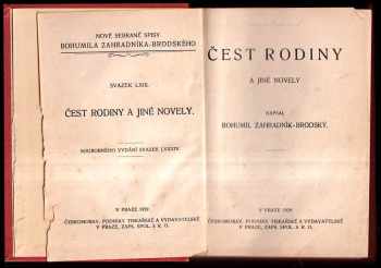 Bohumil Zahradník-Brodský: Čest rodiny a jiné novely