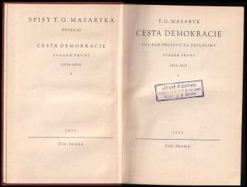 Tomáš Garrigue Masaryk: Cesta demokracie
