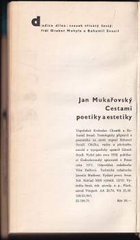 Jan Mukařovský: Cestami poetiky a estetiky