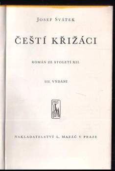 Josef Svátek: Čeští křižáci