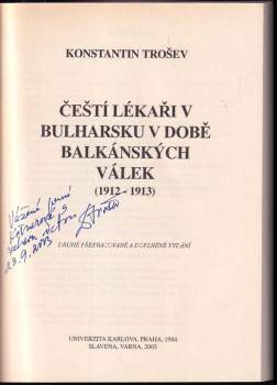 Konstantin Georgiev Trošev: Čeští lékaři v Bulharsku v době balkánských válek (1912-1913)