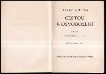 Josef Kopta: Cestou k osvobození
