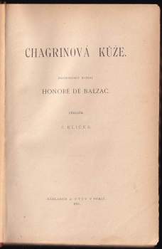 Honoré de Balzac: Chagrinová kůže