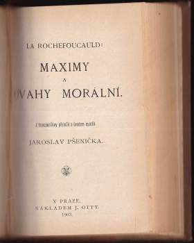 Francois de La Rochefoucauld: Maximy a úvahy morální