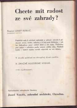 Josef Rublič: Chcete mít radost ze své zahrady?