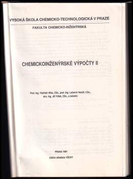 Vladimír Míka: Chemickoinženýrské výpočty